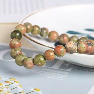 🆕New Unakite Crystal Healing Gemstone Bracelet 8mm